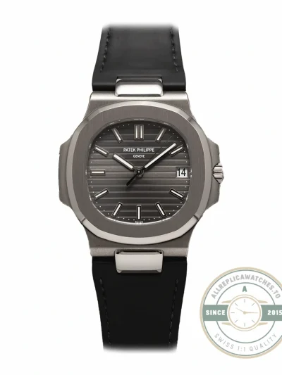 Superclone Nautilus 5711G-014 Patek Philippe 59 mm, Dark Dial, Leather - Affordable Luxury Replica Timepiece
