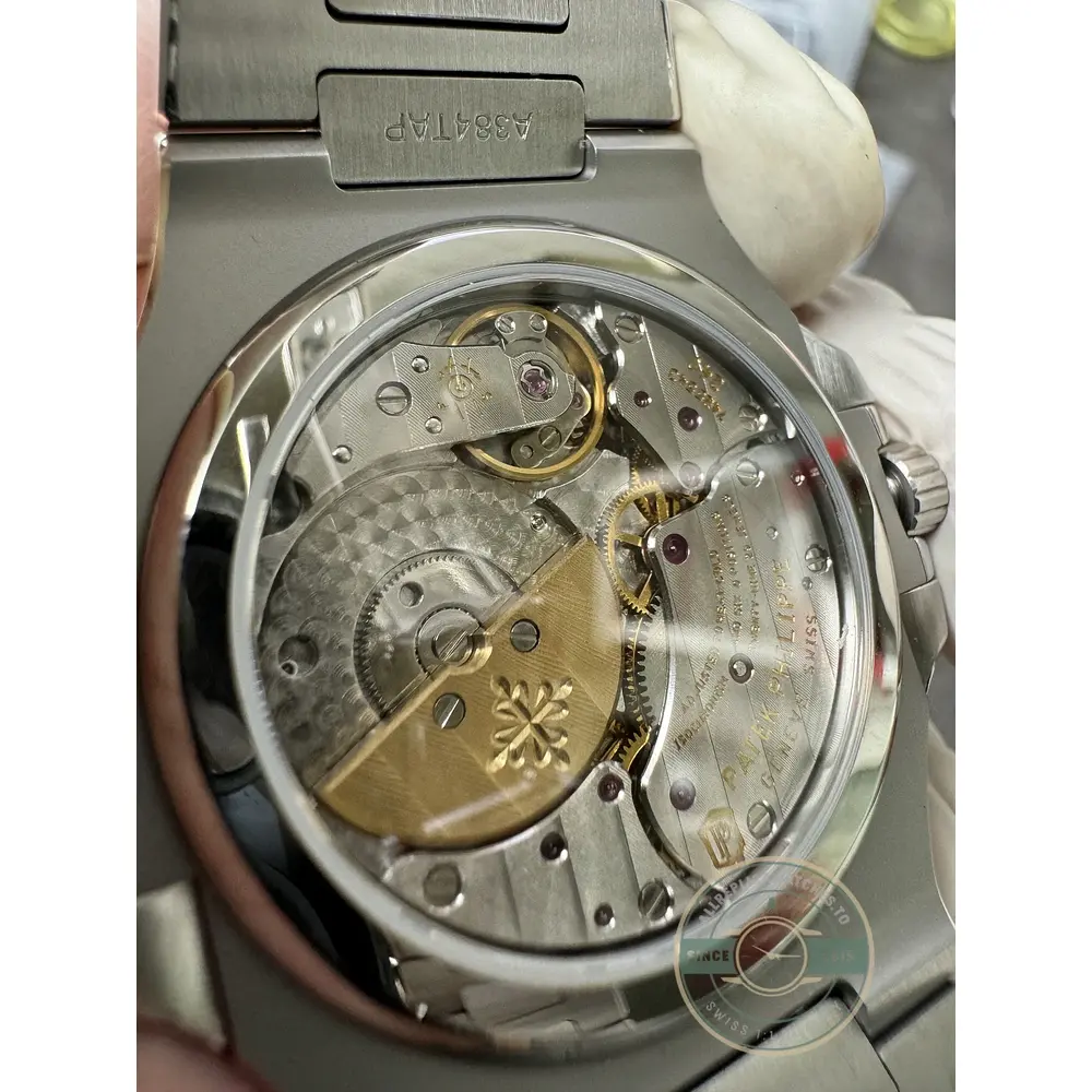 Replica Patek Philippe Nautilus Moon phases 40 mm, Stainless steel 5712/1A-001, Black Dial
