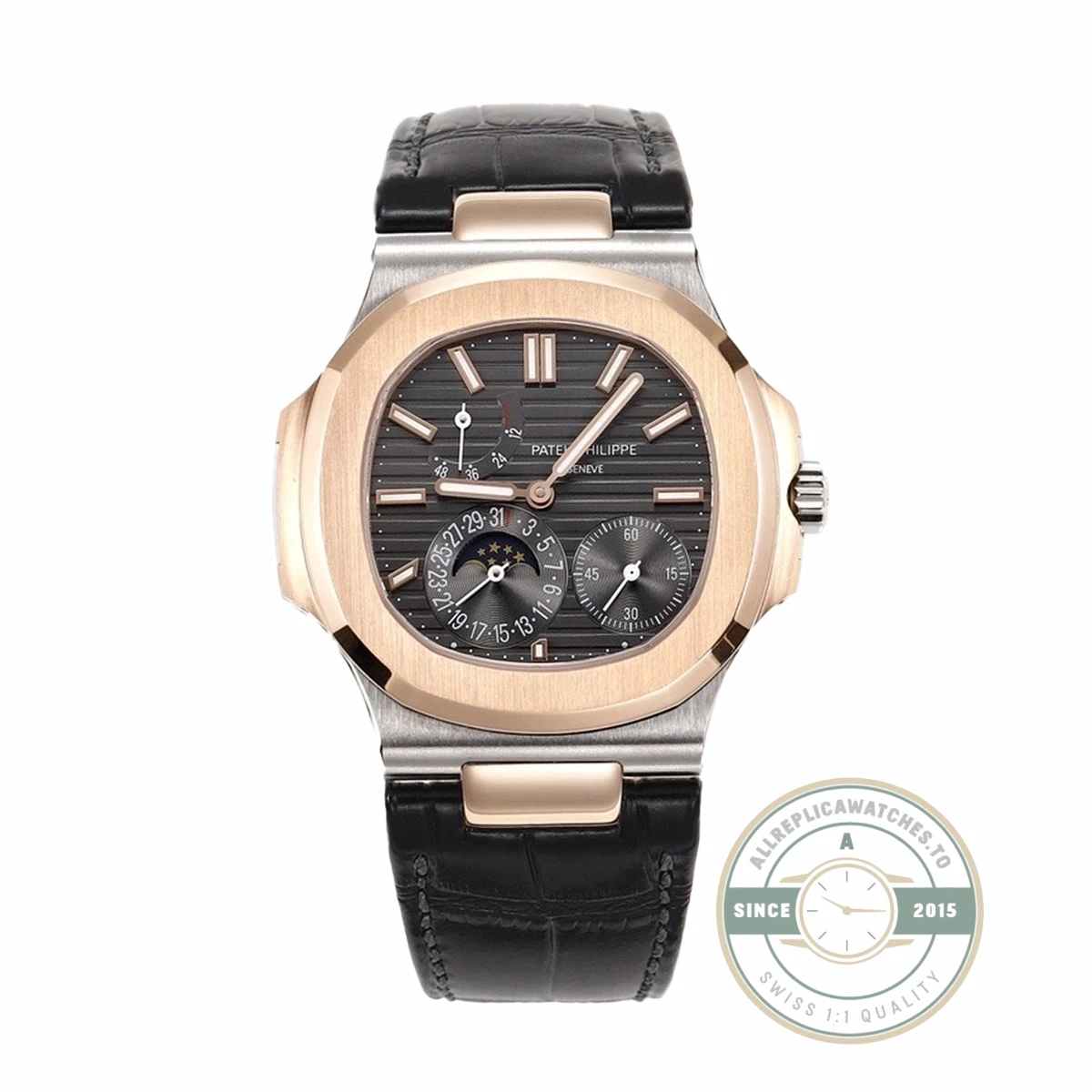 Superclone Nautilus 5712R-001 Patek Philippe Moon phases. 40 mm, Rose gold & Stainless Steel - Budget Luxury Replica Watch