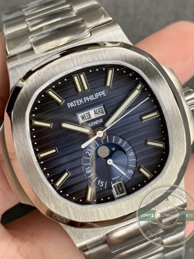 Replica Nautilus 5726/1A-014 Patek Philippe Annual Calendar, Moon phases 40.5 mm, Steel, Blue Dial
