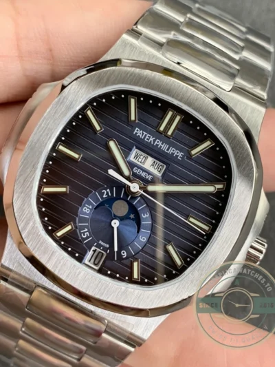 Replica Nautilus 5726/1A-014 Patek Philippe Annual Calendar, Moon phases 40.5 mm, Steel, Blue Dial