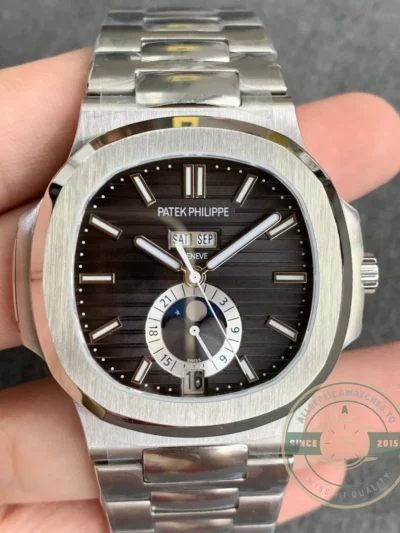 Replica Nautilus 5726/1A-014 Patek Philippe Annual Calendar, Moon phases 40.5 mm, Steel, Dark Dial