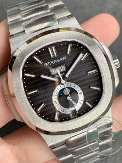 Replica Nautilus 5726/1A-014 Patek Philippe Annual Calendar, Moon phases 40.5 mm, Steel, Dark Dial
