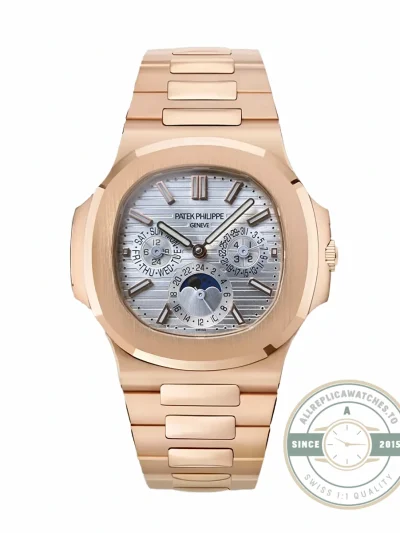 Replica Nautilus 5740/1G-001 Patek Philippe Perpetual Calendar 40 mm, Rose gold, White Dial - Luxury Replica Watch