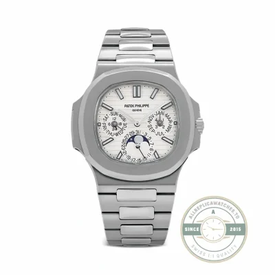 Replica Nautilus 5740/1G-001 Patek Philippe Perpetual Calendar 40 mm, White gold, White Dial - Factory Super Clone Watch
