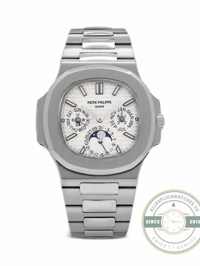 Replica Nautilus 5740/1G-001 Patek Philippe Perpetual Calendar 40 mm, White gold, White Dial - Factory Super Clone Watch