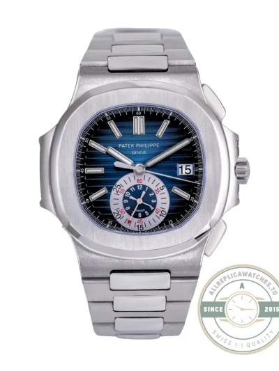 Nautilus Replica 5980/1A-015 Patek Philippe 40 mm, Stainless Steel, Dark Blue Dial front view