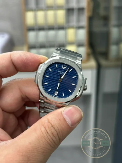Super Clone Nautilus 7118/1A-001 Patek Philippe “Ladies Automatic”. 35.2 mm, Steel, Blue Dial