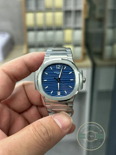 Super Clone Nautilus 7118/1A-001 Patek Philippe “Ladies Automatic”. 35.2 mm, Steel, Blue Dial