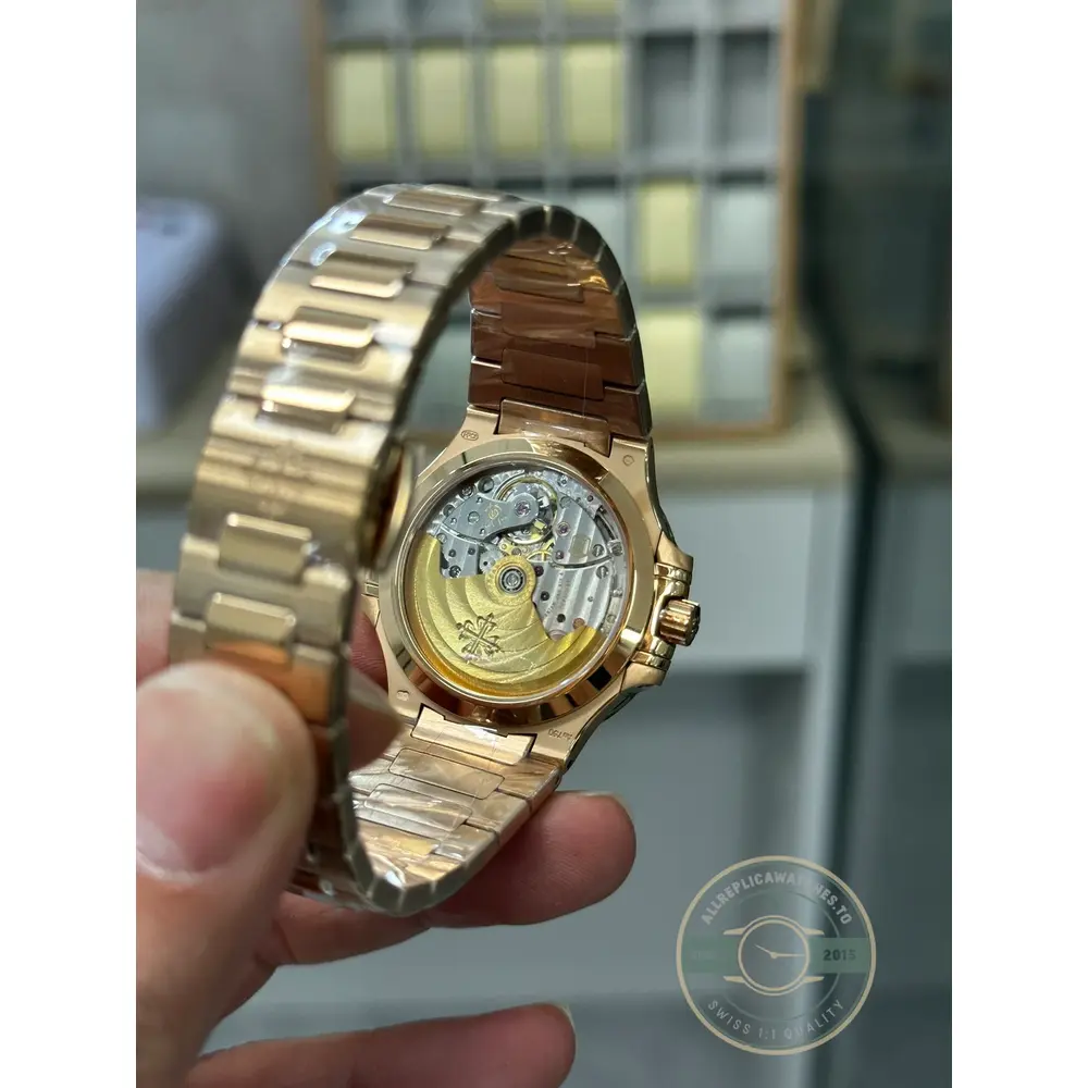 Super Clone Nautilus 7118/1200R-001 Patek Philippe “Ladies Automatic” 35.2 mm, Rose gold, Golden Dial