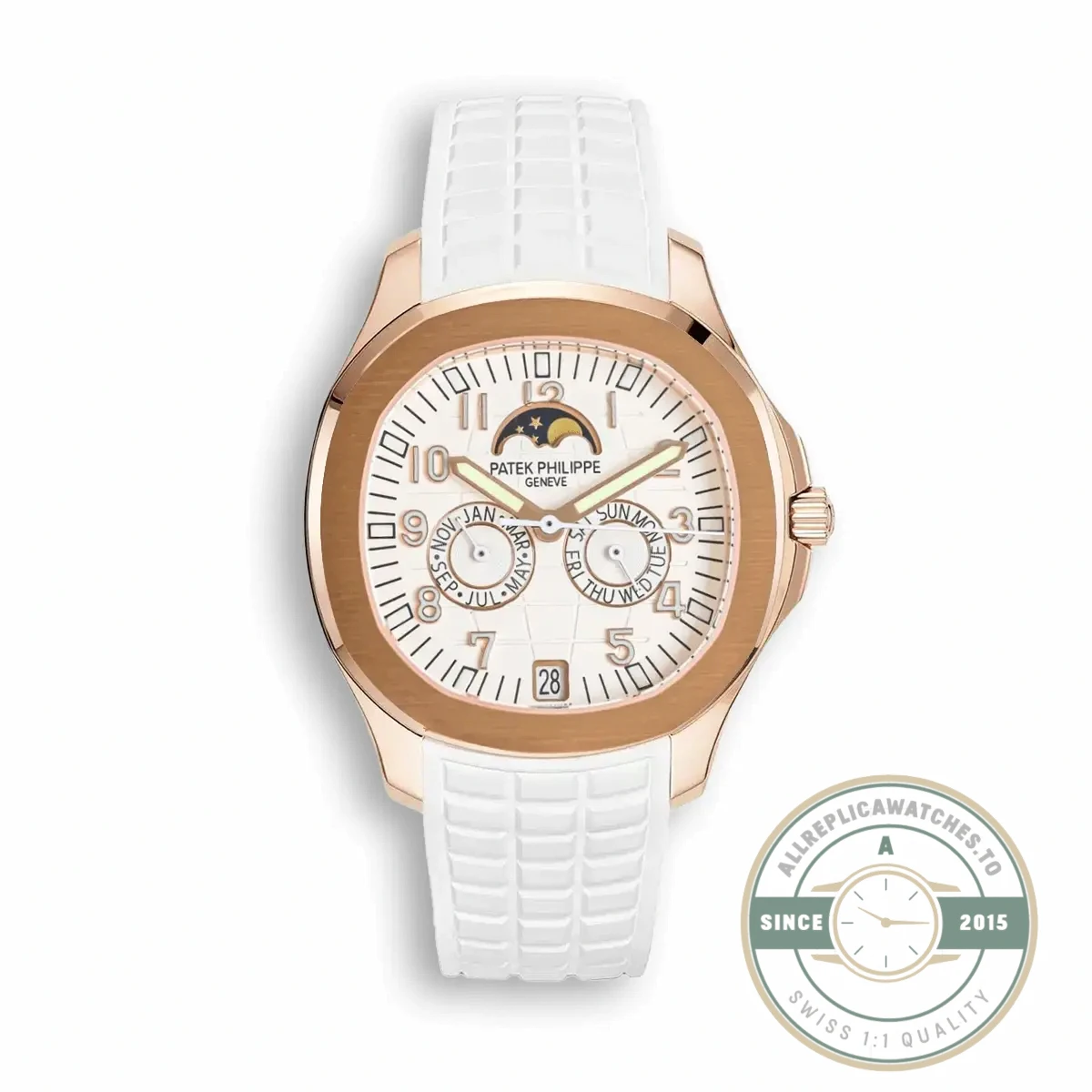 Replica Aquanaut 5261R-001 Patek Philippe Luce Annual Calendar 39.9 mm, Rose gold, White Dial - High-Grade Replica Watch
