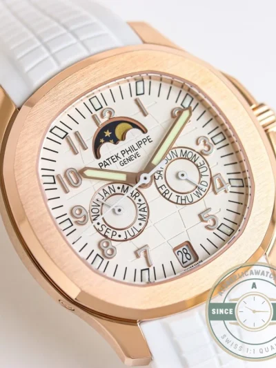 Replica Aquanaut 5261R-001 Patek Philippe Luce Annual Calendar 39.9 mm, Rose gold, White Dial - Affordable Luxury Replica Timepiece