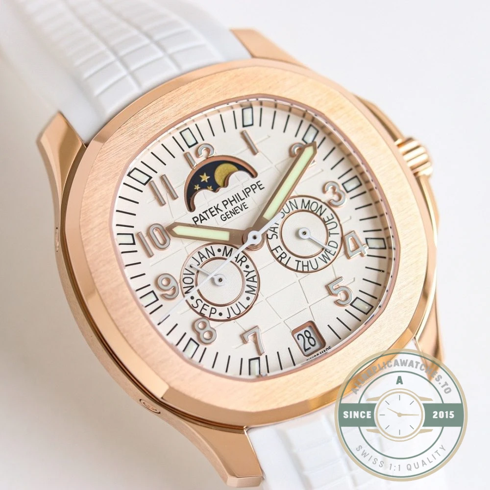 Replica Aquanaut 5261R-001 Patek Philippe Luce Annual Calendar 39.9 mm, Rose gold, White Dial - Affordable Luxury Replica Timepiece