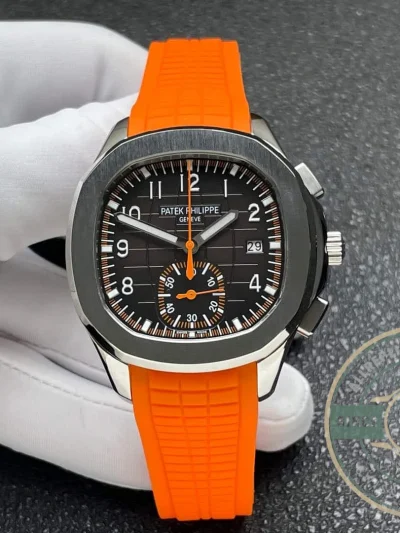 Replica Aquanaut 5968A-001 Patek Philippe Chronograph 42.2 mm, Steel, 5968A-001 Orange Strap - Affordable Luxury Replica Timepiece