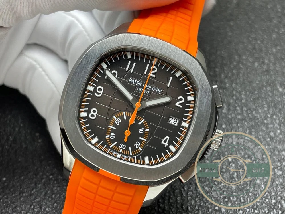 Replica Aquanaut 5968A-001 Patek Philippe Chronograph 42.2 mm, Steel, 5968A-001 Orange Strap - Best Quality Replica Watch