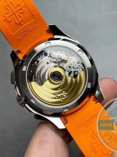 Replica Aquanaut 5968A-001 Patek Philippe Chronograph 42.2 mm, Steel, 5968A-001 Orange Strap - Affordable Luxury Replica Timepiece
