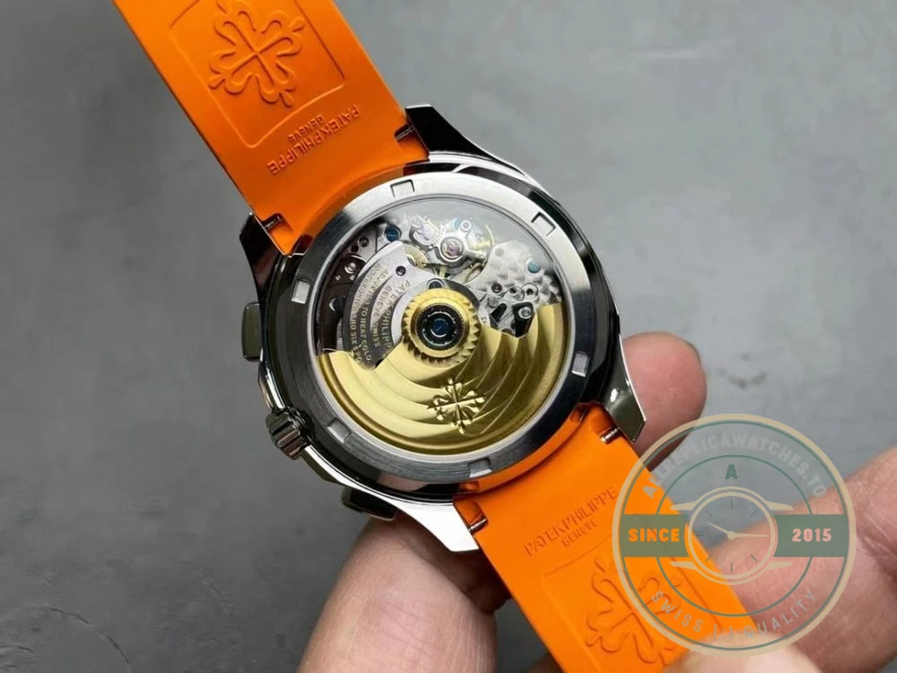 Replica Aquanaut 5968A-001 Patek Philippe Chronograph 42.2 mm, Steel, 5968A-001 Orange Strap - Affordable Luxury Replica Timepiece