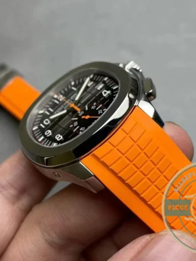 Replica Aquanaut 5968A-001 Patek Philippe Chronograph 42.2 mm, Steel, 5968A-001 Orange Strap - Best Quality Replica Watch