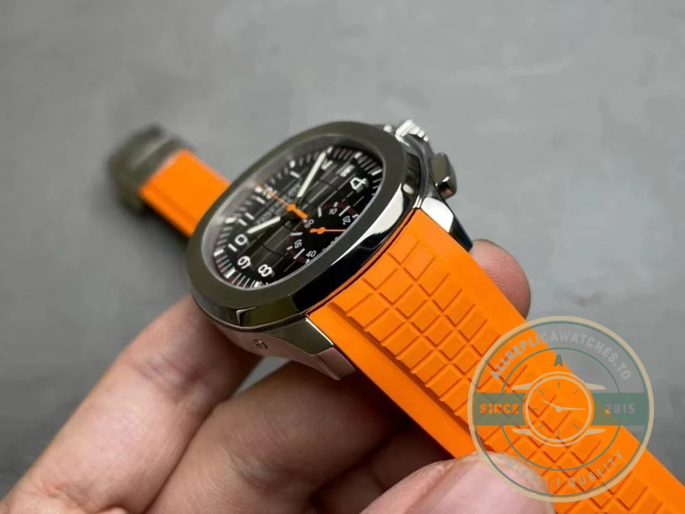 Replica Aquanaut 5968A-001 Patek Philippe Chronograph 42.2 mm, Steel, 5968A-001 Orange Strap - Best Quality Replica Watch