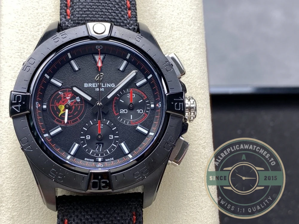Replica Breitling Avenger Automatic Black Red Strap A13375101B1X2 - 1:1 Swiss Replica Watch