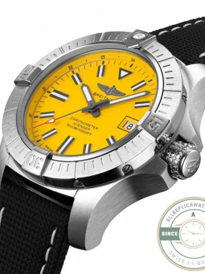 Replica Breitling Avenger Men Automatic Yellow Leather Watch A17319101I1X2 - 1:1 Swiss Replica Watch