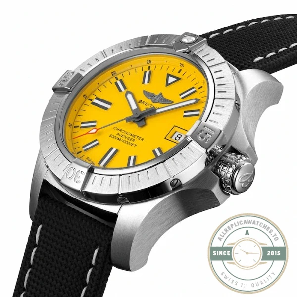 Replica Breitling Avenger Men Automatic Yellow Leather Watch A17319101I1X2 - 1:1 Swiss Replica Watch