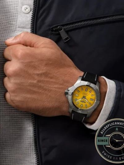 Replica Breitling Avenger Men Automatic Yellow Leather Watch A17319101I1X2 - Factory Super Clone Watch