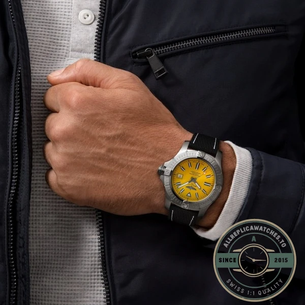 Replica Breitling Avenger Men Automatic Yellow Leather Watch A17319101I1X2 - Factory Super Clone Watch