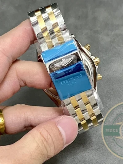 Replica Breitling Mechanical Chronograph Series Stainless Steel and Rose Gold Case-Metallic Blue Dial-Gold Pilot Bracelet 44mm - High-Grade Replica Watch