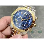 Replica Breitling Mechanical Chronograph Series Stainless Steel and Rose Gold Case-Metallic Blue Dial-Gold Pilot Bracelet 44mm - Affordable Super Clone Watch