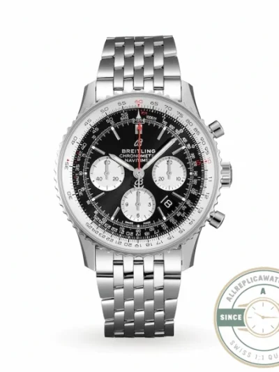 Replica Breitling Navitimer Black Stainless Steel 43mm AB0121211B1A1 - Swiss Movement Replica Watch