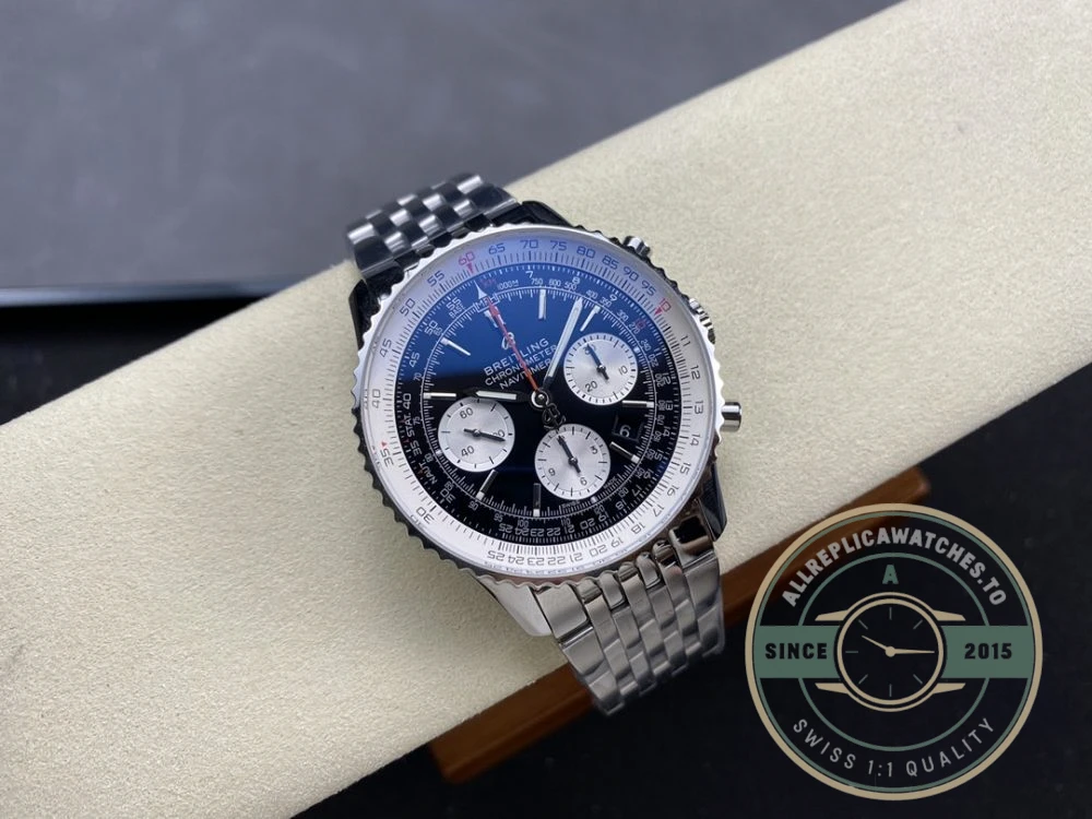 Replica Breitling Navitimer Black Stainless Steel 43mm AB0121211B1A1 - Budget Luxury Replica Watch