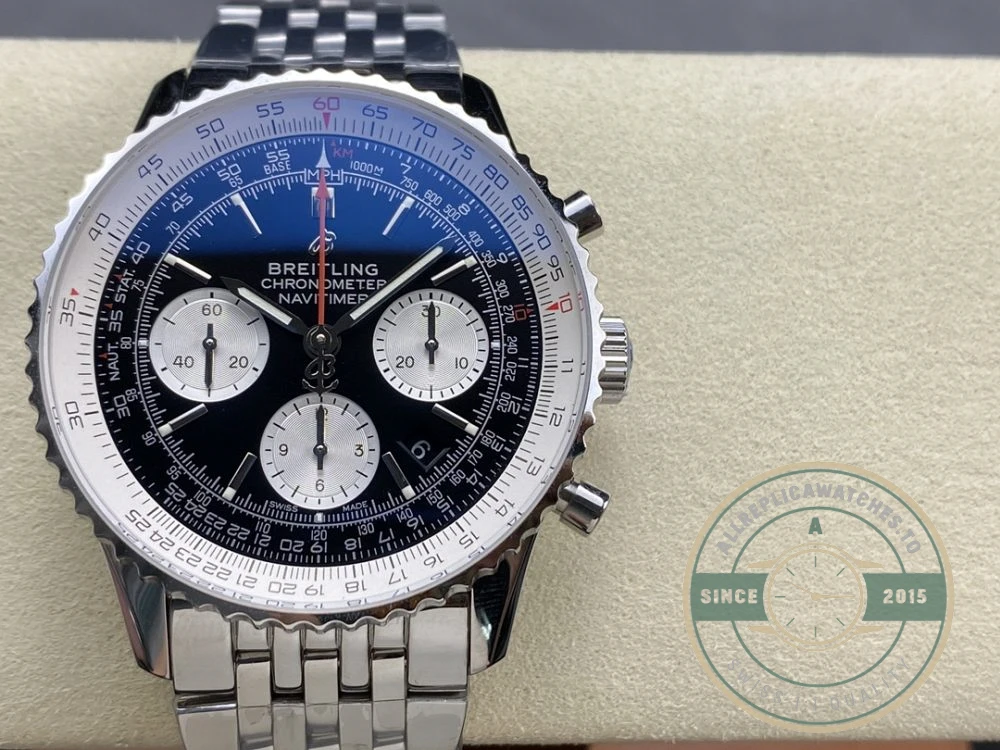 Replica Breitling Navitimer Black Stainless Steel 43mm AB0121211B1A1 - Best Quality Replica Watch