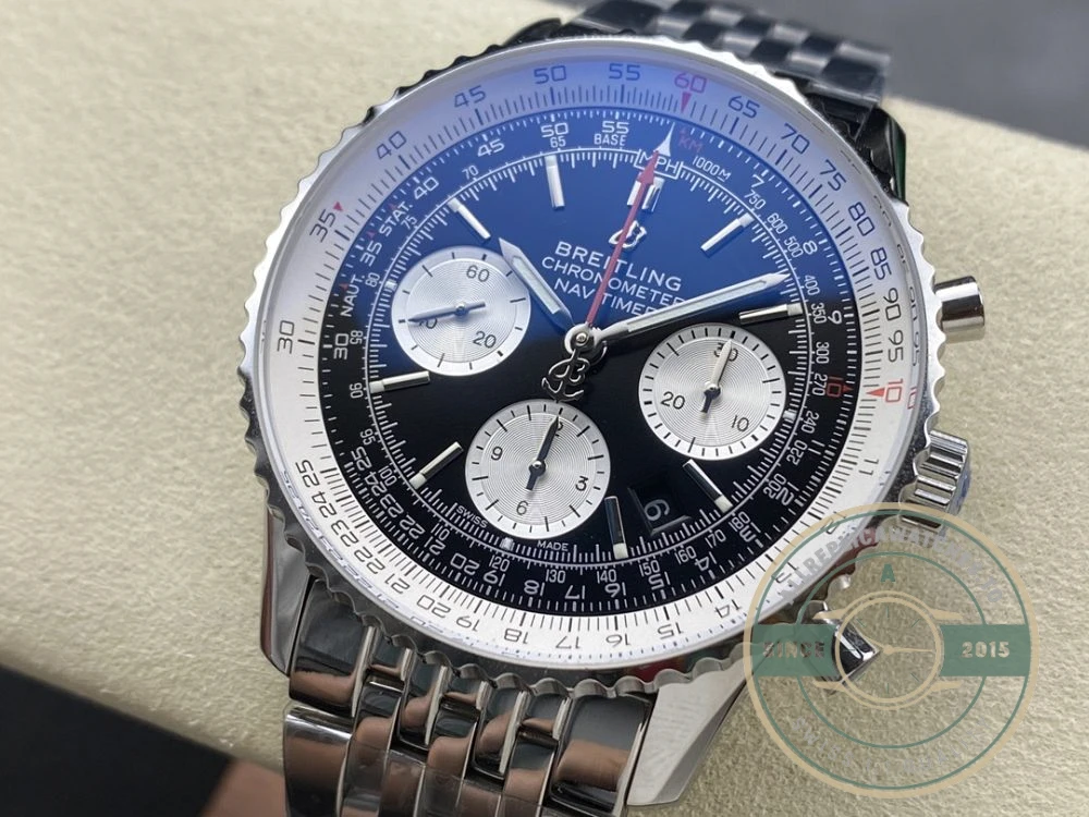 Replica Breitling Navitimer Black Stainless Steel 43mm AB0121211B1A1 - Factory Super Clone Watch