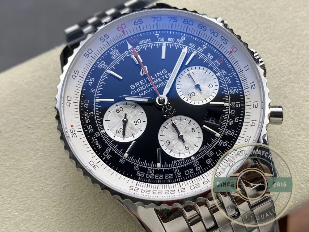Replica Breitling Navitimer Black Stainless Steel 43mm AB0121211B1A1 - Top-Tier Swiss Replica Watch