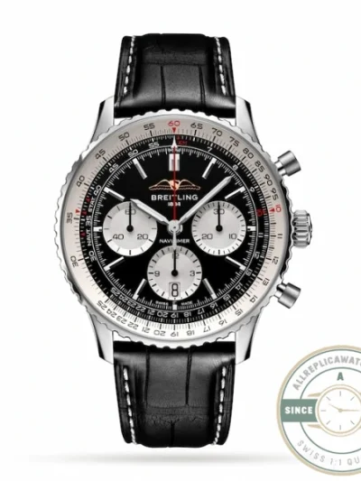 Replica Breitling Navitimer Men Alligator Black 43 mm AB0138211B1P1 - Swiss Movement Replica Watch