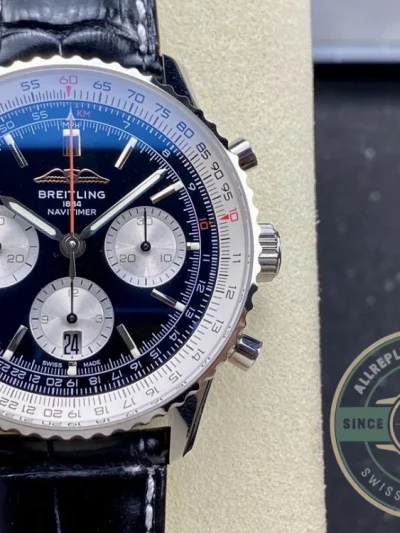 Replica Breitling Navitimer Men Alligator Black 43 mm AB0138211B1P1 - Best Quality Replica Watch
