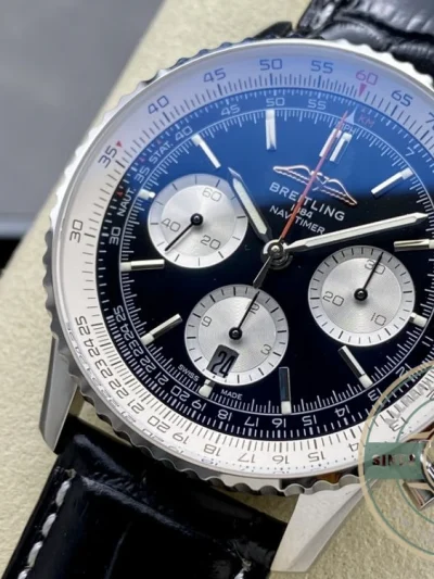 Replica Breitling Navitimer Men Alligator Black 43 mm AB0138211B1P1 - Factory Super Clone Watch