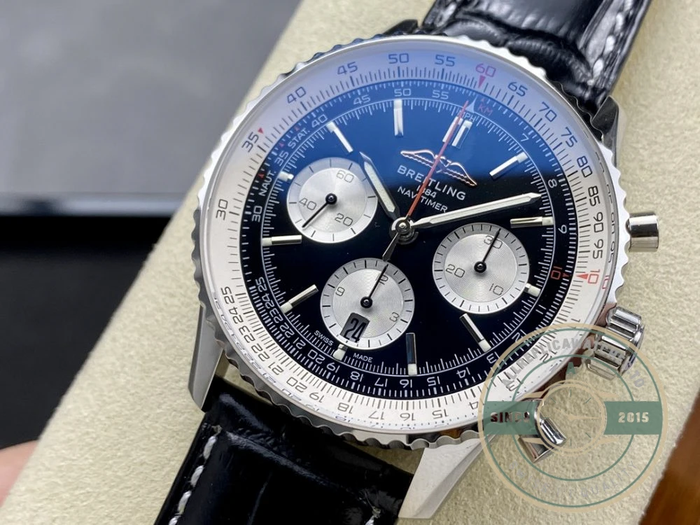 Replica Breitling Navitimer Men Alligator Black 43 mm AB0138211B1P1 - Factory Super Clone Watch