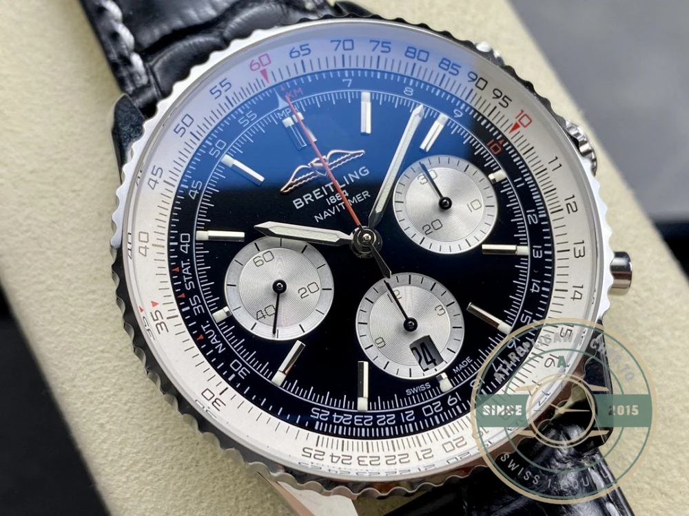Replica Breitling Navitimer Men Alligator Black 43 mm AB0138211B1P1 - High-Grade Replica Watch
