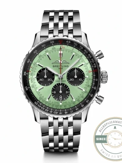 Replica Breitling Navitimer Men Green Stainless Steel 43 mm AB0138241L1A1 - Best Quality Replica Watch
