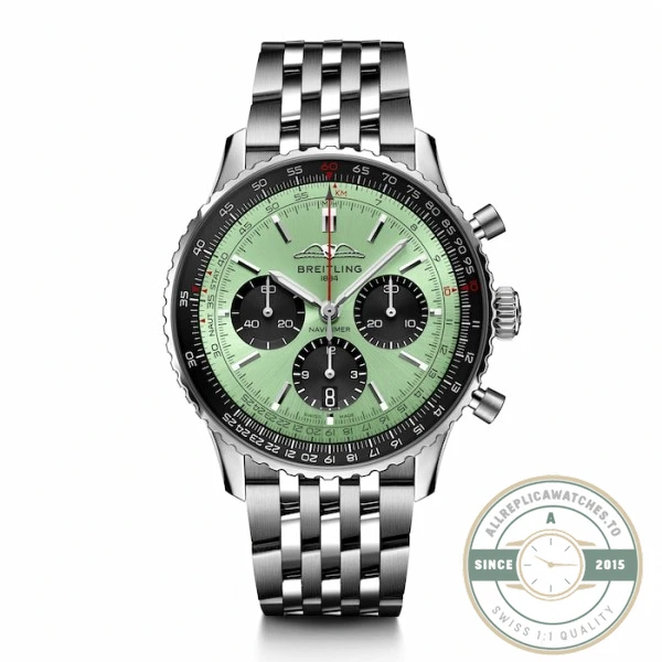 Replica Breitling Navitimer Men Green Stainless Steel 43 mm AB0138241L1A1 - Best Quality Replica Watch