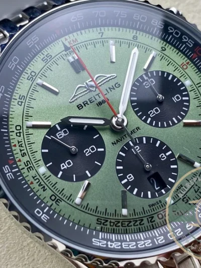 Replica Breitling Navitimer Men Green Stainless Steel 43 mm AB0138241L1A1 - Budget Luxury Replica Watch