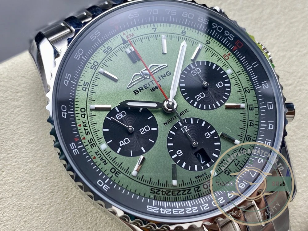 Replica Breitling Navitimer Men Green Stainless Steel 43 mm AB0138241L1A1 - Budget Luxury Replica Watch