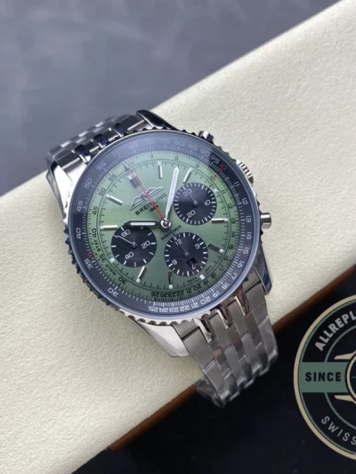 Replica Breitling Navitimer Men Green Stainless Steel 43 mm AB0138241L1A1 - Premium Super Clone Watch