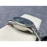 Seven-row stainless steel bracelet with folding clasp on the mint green Navitimer B01