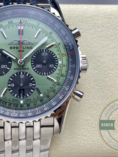 Replica Breitling Navitimer Men Green Stainless Steel 43 mm AB0138241L1A1 - 1:1 Swiss Replica Watch