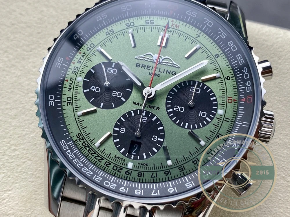 Replica Breitling Navitimer Men Green Stainless Steel 43 mm AB0138241L1A1 - Swiss-Made Clone Watch