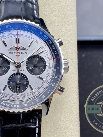 Replica Breitling Navitimer Silver Alligator 43 mm AB0138241G1P1 - 1:1 Swiss Replica Watch