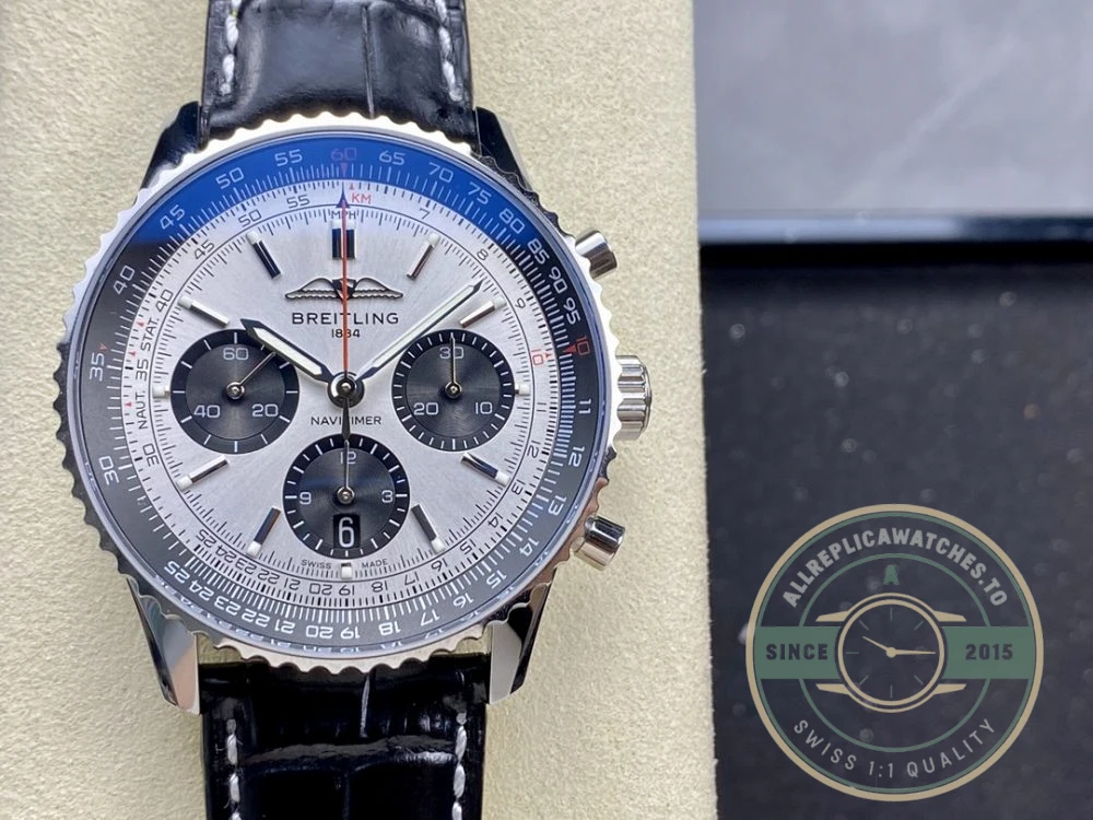 Replica Breitling Navitimer Silver Alligator 43 mm AB0138241G1P1 - 1:1 Swiss Replica Watch